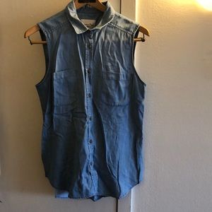 American Eagle Outfitters Jean Tank Button-Up